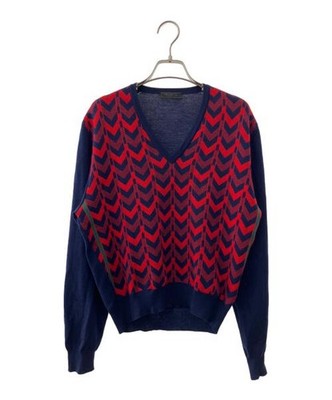 PRADA                    V-neck knit Navy× Red UMA708 S172 1NYS