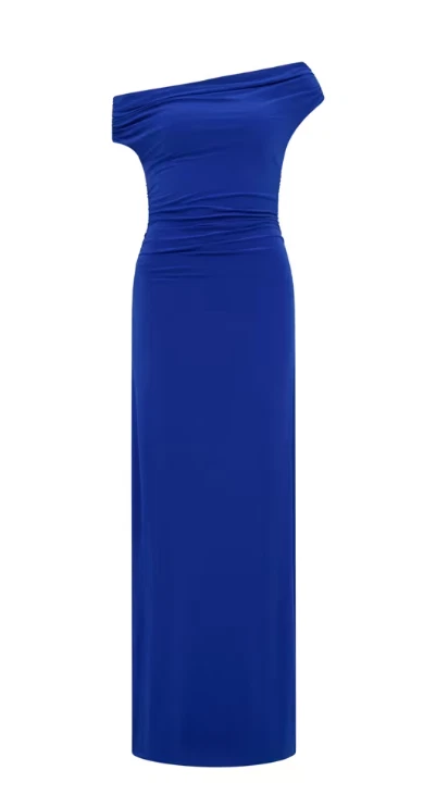 As New - Forever New Romy Off Shoulder Jersey Maxi Dress Blue Women's Size 14 - image 4 of 4