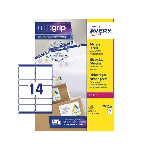 Avery Laser Address Label 99.1X38.1Mm 14 Per A4 Sheet White Pack 7000 Labels L71