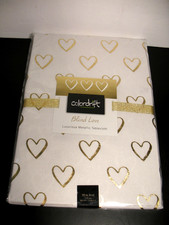 COLORDRIFT 70" ROUND TABLECLOTH METALLIC BLIND LOVE HEARTS IMPERFECT NEW