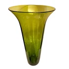 VTG Blenko Glass XL Hand Blown Green Floor Vase 19”x10” Panel Design