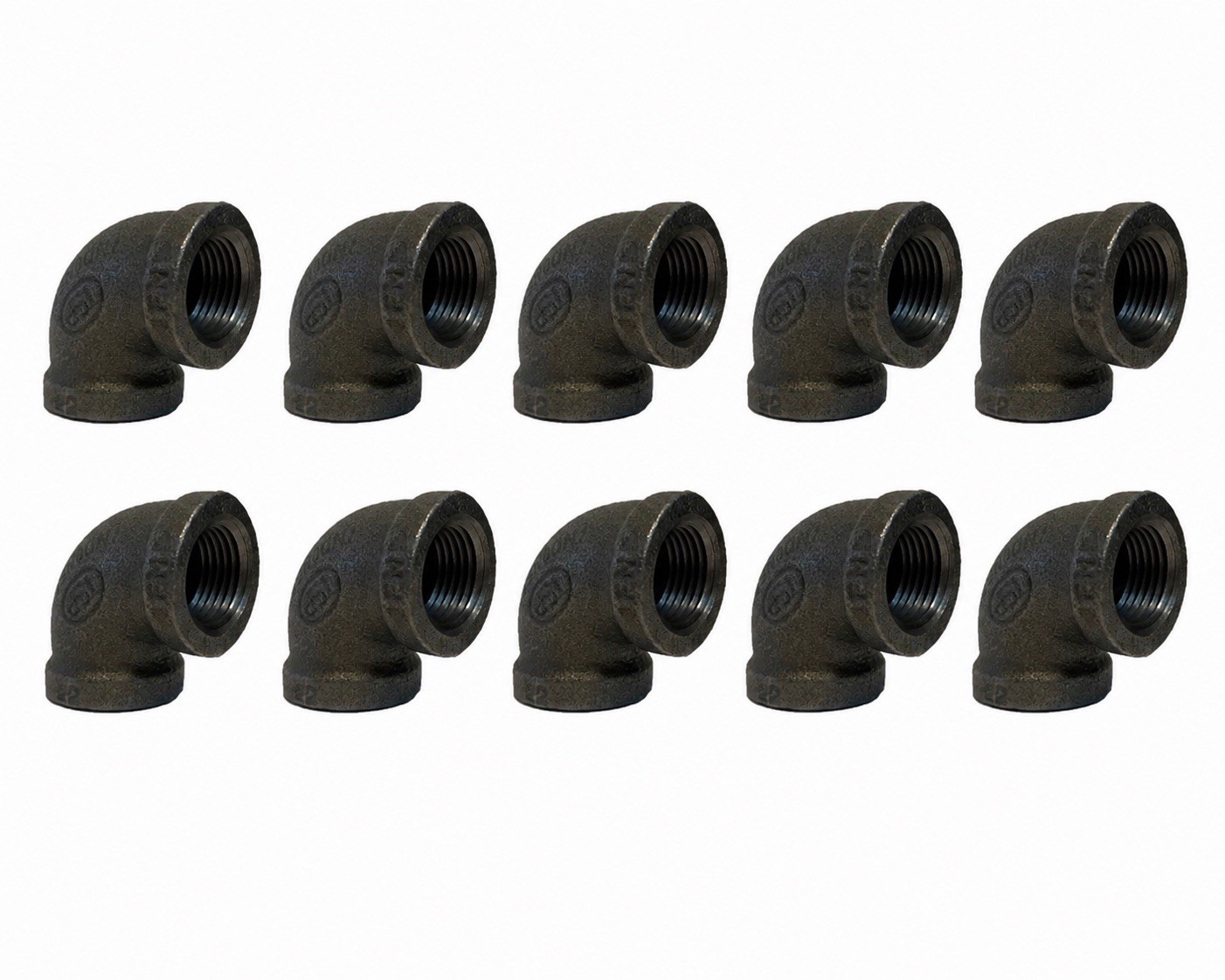 1" BLACK MALLEABLE IRON 90 ELBOW DEG 90° ELBOW fitting pipe npt - 10 Pack