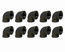 1" BLACK MALLEABLE IRON 90 ELBOW DEG 90  ELBOW fitting pipe npt - 10 Pack