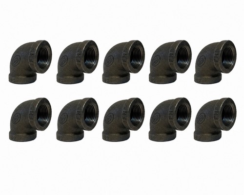 1" BLACK MALLEABLE IRON 90 ELBOW DEG 90° ELBOW fitting pipe npt - 10 Pack