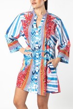 ANTICA SARTORIA SAILBOAT CORAL BUTTON DOWN TOP DRESS NWT L/XL