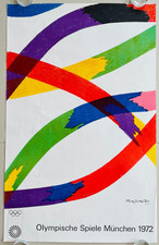 Poster Manifesto (Danneggiato) Piero Dorazio Monaco 1972 Olimpiadi Pittura Astratta