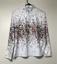Womens CEGOLFS White Floral Long Sleeve Quart...