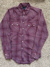 Wrangler 20X Men s Small Pearl Snap Red Blue Plaid Dress Shirt Cowboy Western
