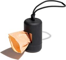 Dog Poop Bag Holder and Dispenser with Leash Attachment, Leak Proof, Easy Twist