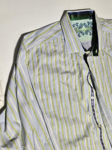 Robert Graham Long Sleeve Shirt 3XL Blue White Stripes Flip Cuff - Picture 4 of 24