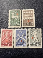 Provincial Coat Of Arms WW II Red Cross Finland Mint MNH Complete Stamp Set 1942