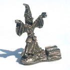 Wizard Standing Over Spell Book Lead Free Pewter Figurines 1 1/2 Inch Tall