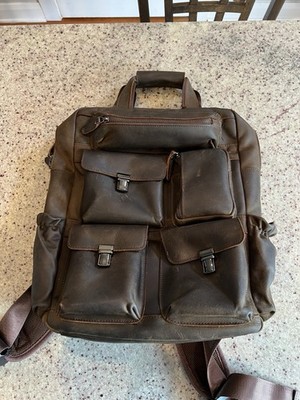 Masa Kawa Leather Backpack for Men Vintage Look 15.6 Inch (deep brown)