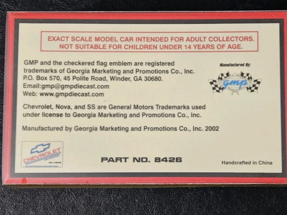 GMP 1:43 FRED GIBB 1968 SUPER CHEVY II CHEVROLET COPO NOVA SS 396 IN RED. NEW!! - Image 4 of 4