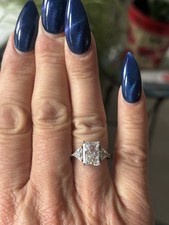 QVC Diamonique 3 Stone Sterling Silver Ring Size L