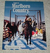 1983 print ad page -Marlboro cigarettes- cowboy man horse vintage advertising