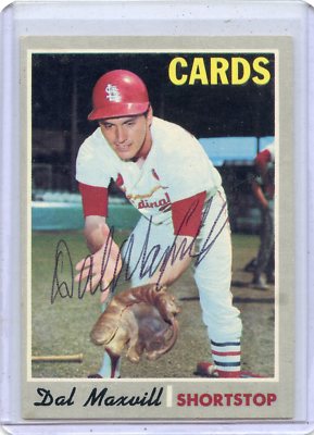 1970 TOPPS BASEBALL #503 DAL MAXVILL AUTOGRAPH, ST. LOUIS CARDINALS 021618