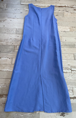 Emma James RESISTS WRINKLE LINEN Blend Midi Sheath Dress Blue Size 10  Embroidery | eBay