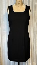 Vintage CDC Evening Womens Blk Sleeveless/Rhinestones Knee L Dress Sz 8 used