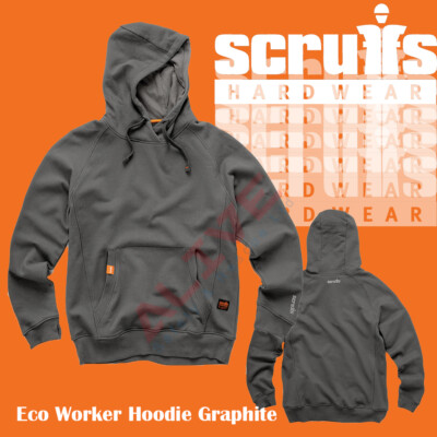Scruffs Eco Worker Hoodie - Herren Kapuze Arbeitspullover - Graphit - 2023 NEU Verson