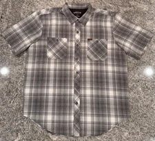 ORVIS Plaid Short Button Up/Down Fishing Hiking Camping Men’s Large Sleeve Shirt