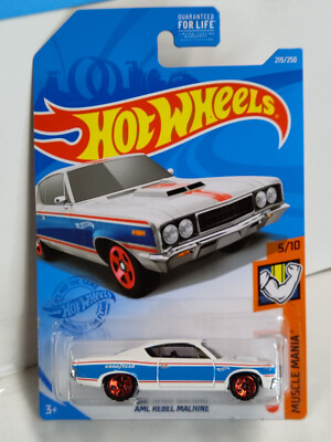 Hot Wheels #219 ML Muscle Mania Series #5 AMC Rebel Machine CARD BENT/BLSTR CRAC