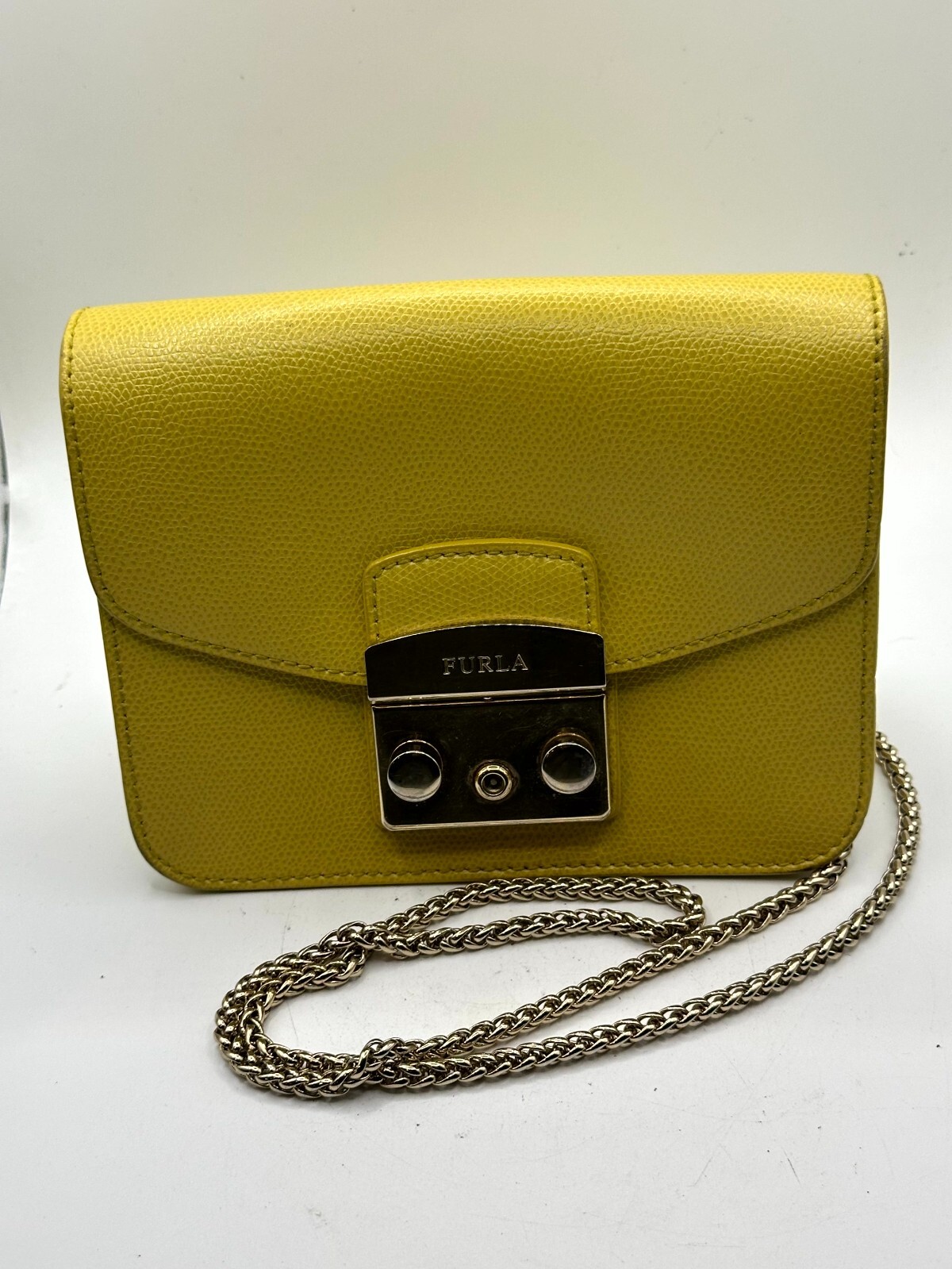 Leather Handbags Furla Yellow Crossbody Bag Furla Metropolis