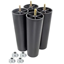 4PCS 8" Plastic Sofa Legs Tapered Couch Feet M8 Bolts Black