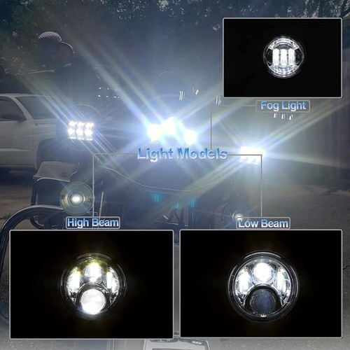 7 Inch 140W LED Headlight Hi/Lo + 2Pcs 4.5Inch 80W Fog Light for Harley Davidson - Picture 10 of 15