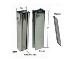 Brushed Nickel Shower Door U-Channel with Metal Strike and Magnet - Set