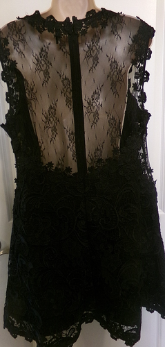 TOPSHOP BLACK LACE EVENING DRESS w/SHEER MESH LACE PANELS - 12 - Picture 8 of 12