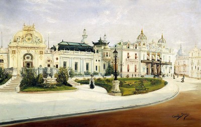 Charles Stevens ''''Casino, Monte Carlo'''' monaco grünes Kunstwerk PAPIER oder LEINWAND
