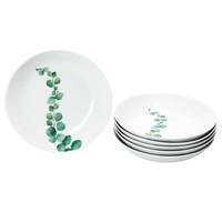 6X Eukalyptus Suppenteller Weiß 350Ml Porzellan 6 Personen Tiefe Teller BläTter