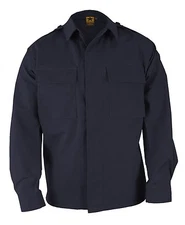 PROPPER MENS SMALL REG F5452 BDU 2 POCKET COAT LONG SLEEVE BATTLE RIP SHIRT NAVY