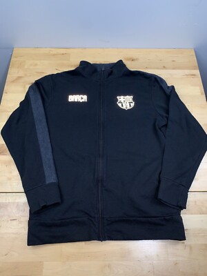 Barcelona Jacket Men S Black FCB Barca Full Zip Pockets MLS Soccer #9969