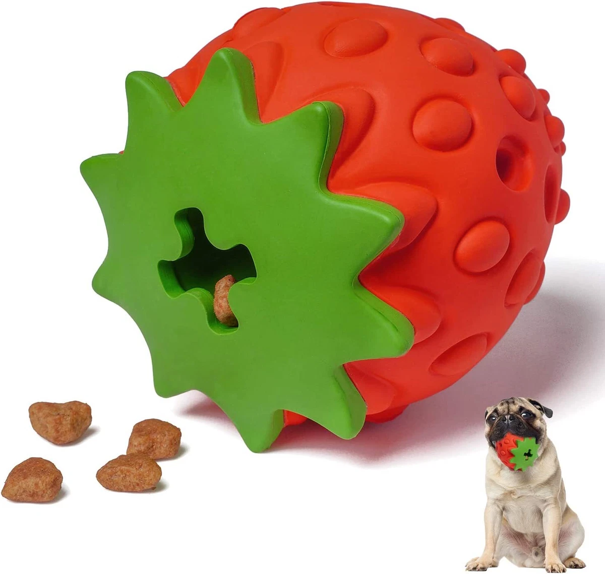 Strawberry Treat Toy Rubber Dog Chew Toys Treat Food Dispensing Dog Toy for  Pets