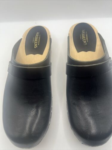 Swedish Hasbeens Husband Clogs in Black Women's Size 36 Boho Indie Comfy - Picture 3 of 19