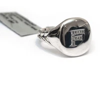 DAVID YURMAN New Pave Initial Letter F Pinky Ring in Diamond & Silver Size 3.5