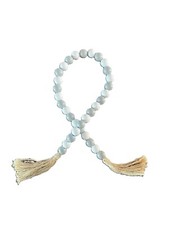 Wood Bead Garland with Tassels, Gray and White, Rustic Country Bead Decor