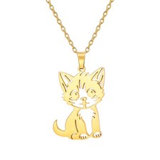 Cute Cartoon Cat Necklace for Women Girls Stainless Steel Animal Jewelry Gift