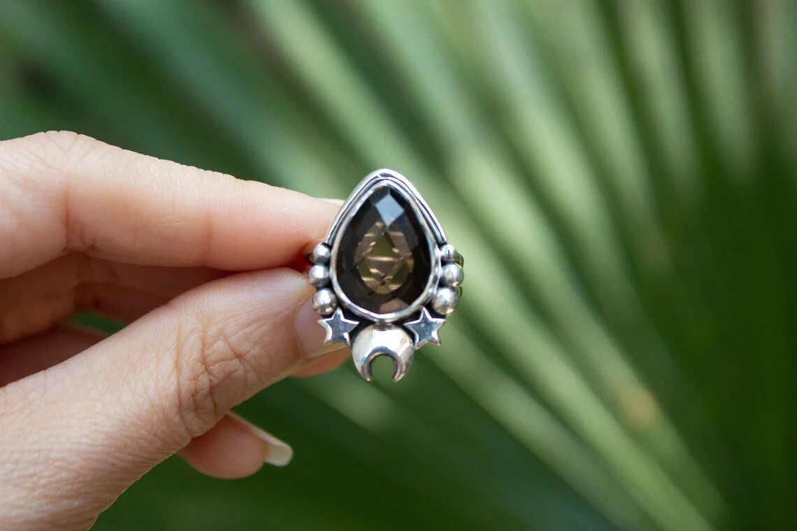 Smokey Quartz Ring – 925 Sterling Silver, Capricorn Birthstone