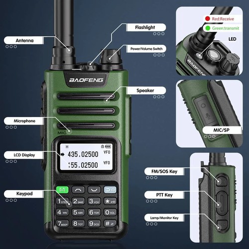UV-13 PRO V1 High Power Multi Band Walkie Talkie Type C Charger 16 KM Long Range - Zdjęcie 4 z 26