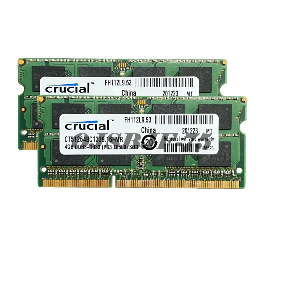 Crucial DDR3 4GB 8GB 1333Mhz PC3-10600 1.5V SO-DIMM  Memory Ram  CT51264BC1339 - Image 2 of 4