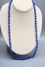 28" Blue Lapis Bead Necklace with 14K Gold Spacers R9