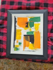  MODERN  ABSTRACT .SIGNED ORIGINAL ACRYLIC PAINTING ON 11" X 14" PAPER