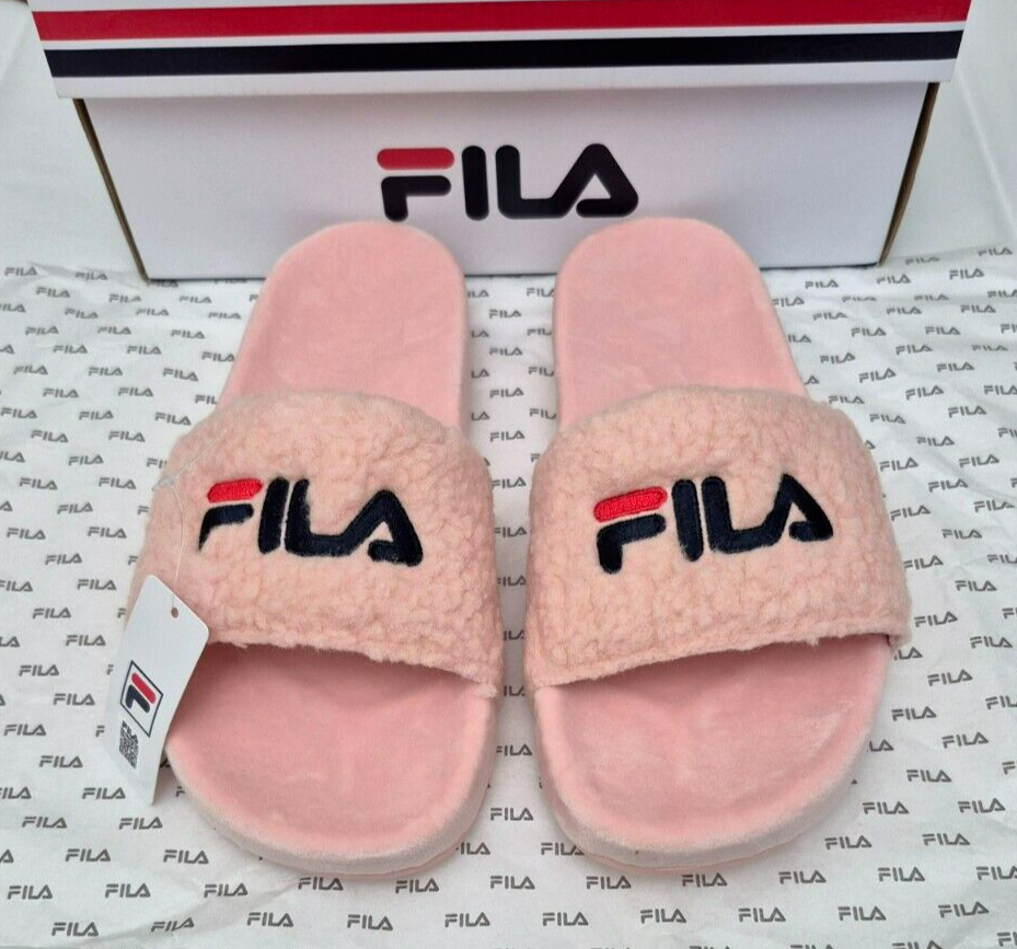 Fila sandalo donna fuzzy drifter slide ROSA blu navy rosso taglia 8 9 nuovo con scatola