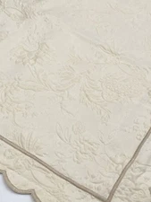 Peacock Alley Matelasse Throw Pillow Cover Sham 25x25 Cream Taupe Scalloped