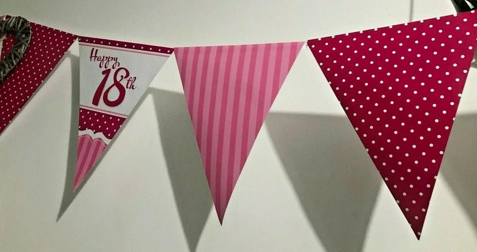 Bandera Bunting Cumpleaños 18 Rosa - ENVÍO GRATUITO Foto 2 de 3
