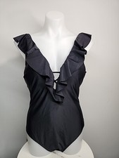 NWT Cupshe One Piece Swimsuit Size Xl Black Ruffled