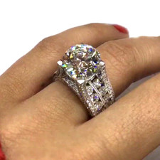 4 Ct Round Cut Diamond Hidden Halo Wedding Engagement Ring 14K White Gold Finish